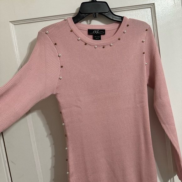Midnight Velvet Pearly Pink Midi Sweater Dress Beautiful and RARE SIZE L - Picture 7 of 7